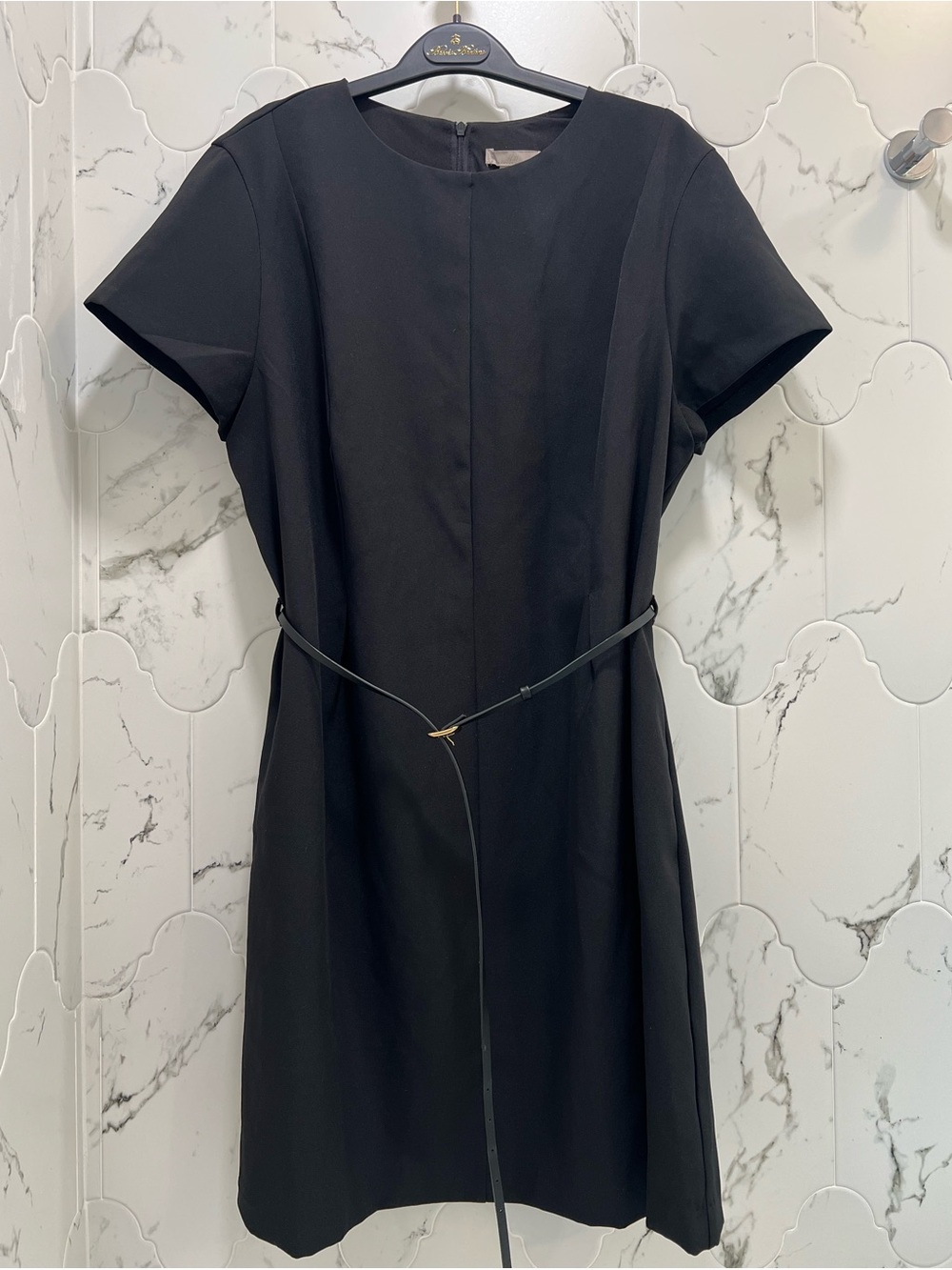 H&M BLACK BELTED MINI DRESS